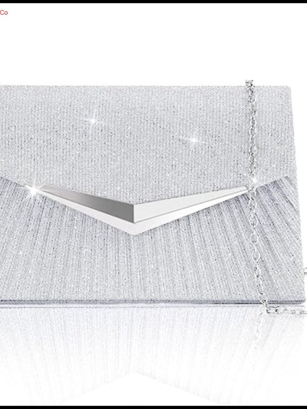 Sparkly Pleated Evening Clutch with Detachable Chain for Wedding Formal Party